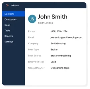 HubSpot contact record