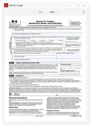 Open IRS W-9 PDF